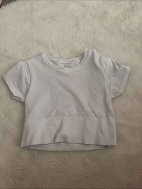 Kids White Short-Sleeve Crop Tee